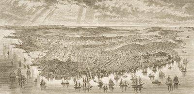 Vogelvlucht van San Francisco, 1875, uit 
